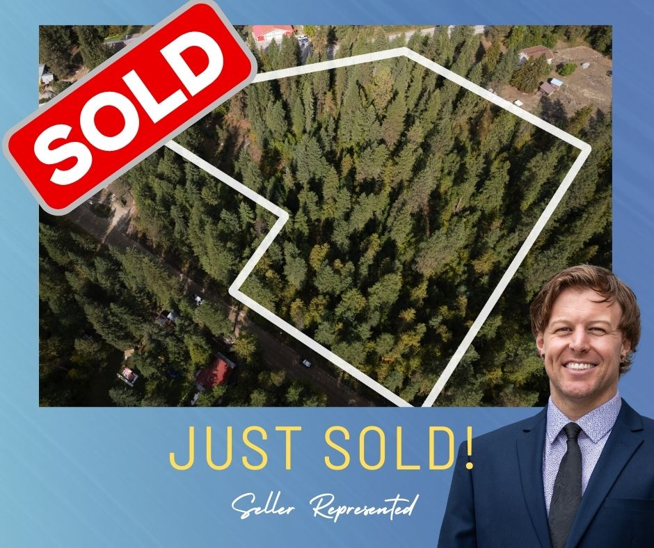 Recently sold forested property marked on an aerial view, seller represented by Tyson Alcock.